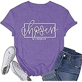 VQD Women's Christian Shirt Christ Chosen T-Shirts Bible Verse Tee Tops