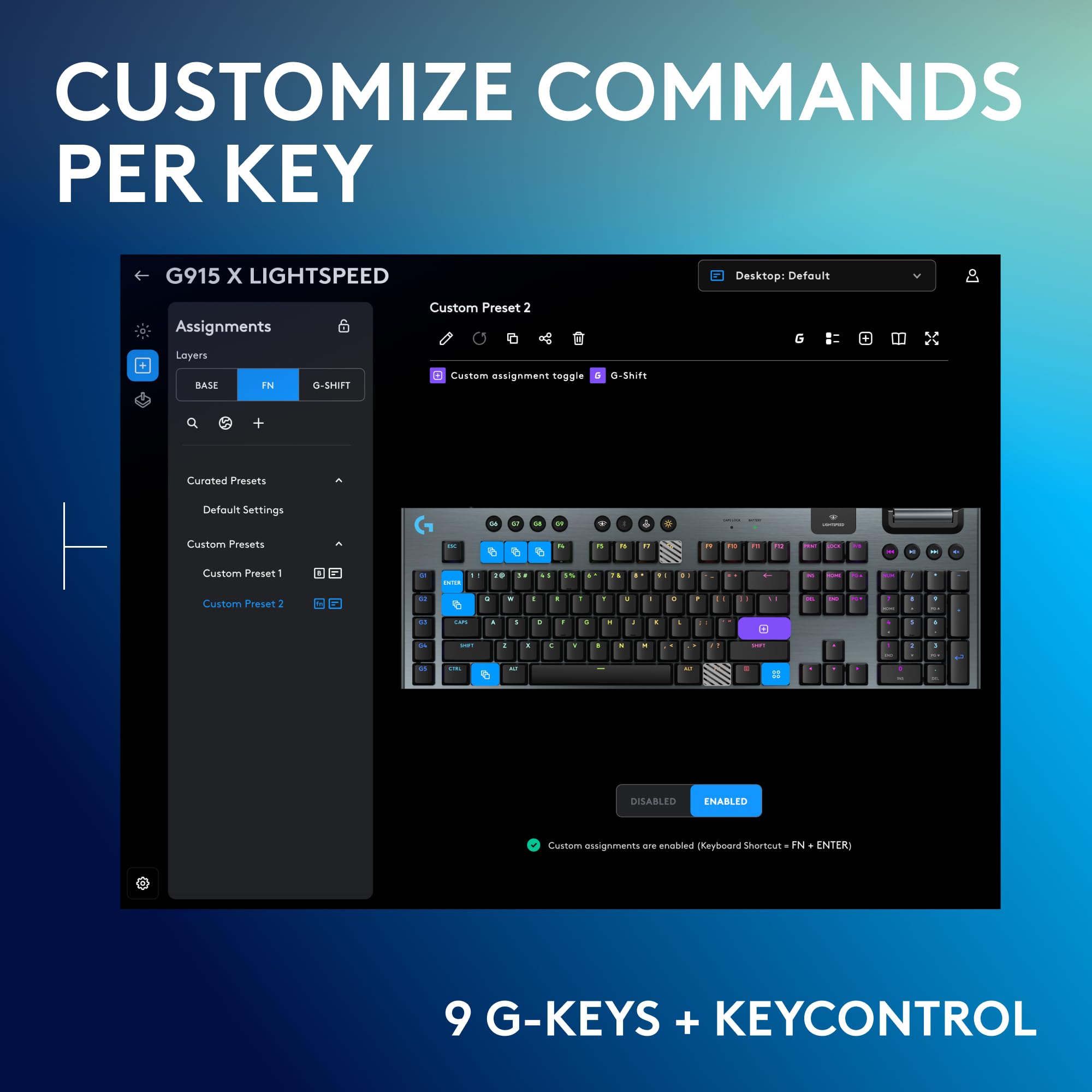 Logitech G915 X Lightspeed Wireless Mechanical Gaming Keyboard, Double-Shot PBT Keycaps, Fully Programmable Keys, RGB Backlit Mac/PC Gaming Keyboards, Aluminum Finish, GL Tactile Switches, Black