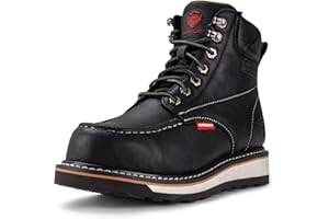 SUREWAY 6” Mens Heavy Duty Steel/Composite/Soft Toe Work Boots for Men,Comfortable & Durable,Goodyear Welt,Full Grain Leather,Oil/Slip Resistant,Wedge Moc Toe Industrial Construction Boots/Shoes