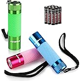 EverBrite 3-Pack Mini Flashlights, Glow in Dark Flashlights, Aluminum LED Flashlights Outdoor Favors Assorted Colors for Camping, Hiking, Indoor, 9XAAA Batteries Included