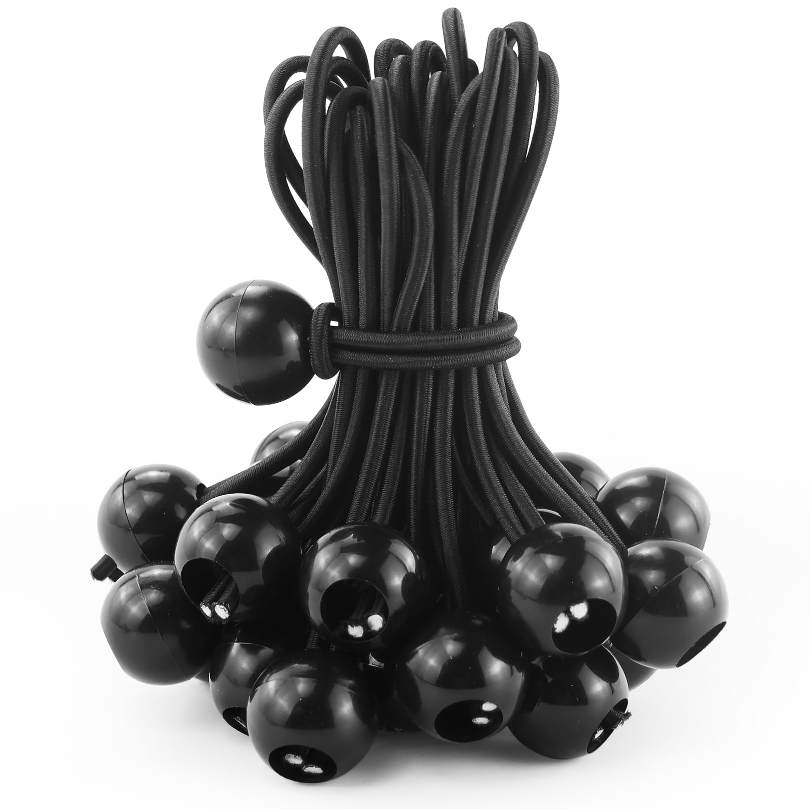 27 Pcs 4 inch Bungee Balls Cords, Diameter 4 mm Bungee Cords with Balls, Flag Bungees, Heavy Duty Bungee Straps for Tarpaulin; Flag Pole/Banner; Camping Tent/Canopy/Gazebo/Marquee (Black)