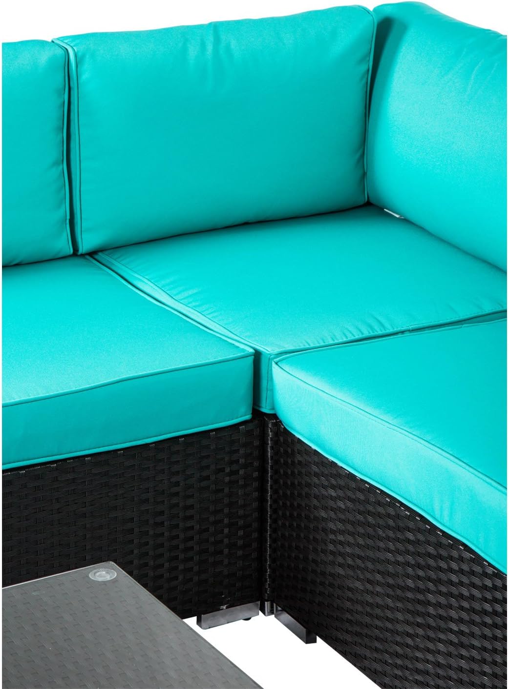 clearance patio cushion sets on Peach Tree Outdoor Furniture All Weather Sectional Wicker Sofa Set 7 Pcs Patio Rattan Clearance With Washable Cushions And Coffee Table Backyard Pool Sofas Patio Lawn Garden