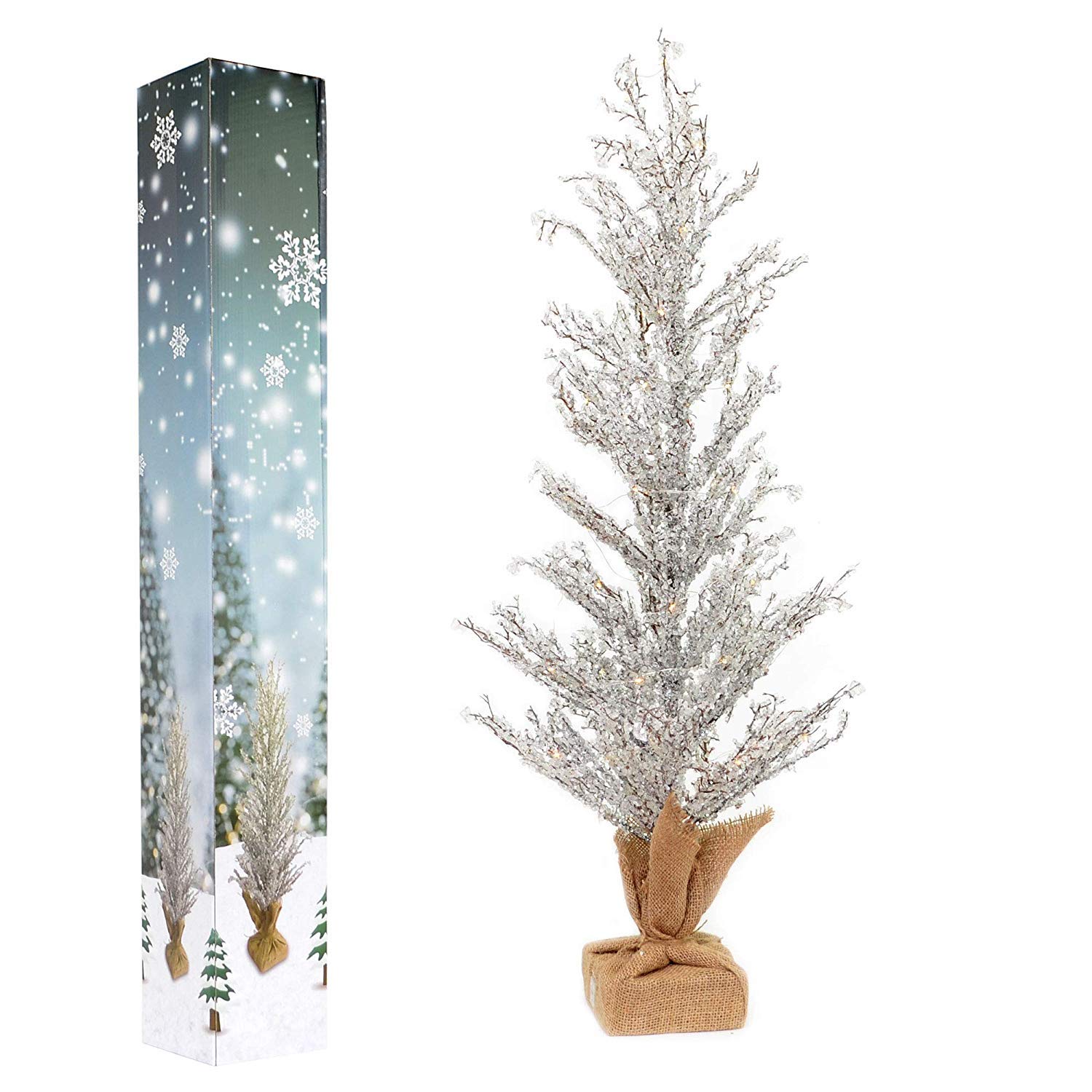 Pre-Lit Battery Operated Or USB Christmas Tree Indoor Warm White Lights Xmas Large 18 inch 48cm with Crystals Home Decor