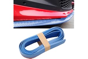 EOHMAK Car Front Bumper Protector Self-Adhesive Auto Splitter Body Spoiler Skirt Rubber Bumper Lip Trim Spoiler 2.5M/8.2ft(Carbon Fiber Blue)