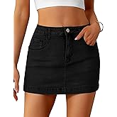 BISUAL Denim Skirt Women Casual Denim Mini Skirt High Waisted Denim Skort Slim Fit Jean Skirt Summer Jean Skort with Pocket