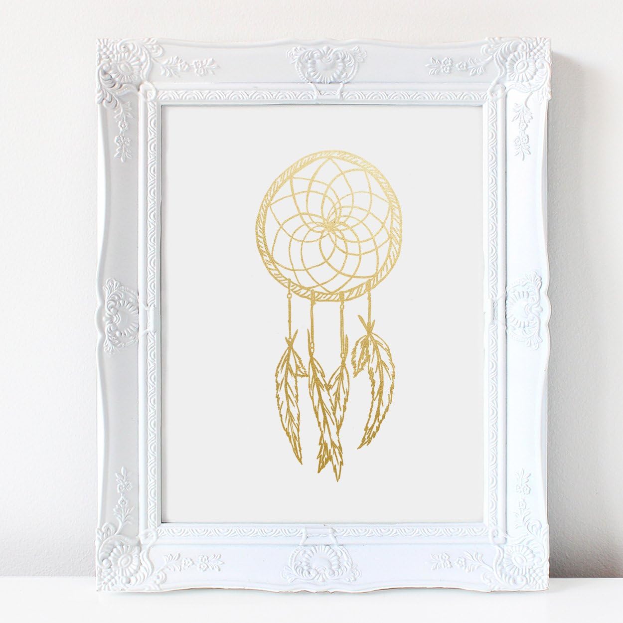 Dream catcher Gold Foil Print Tribal Boho Chic Decor Wall Art Print