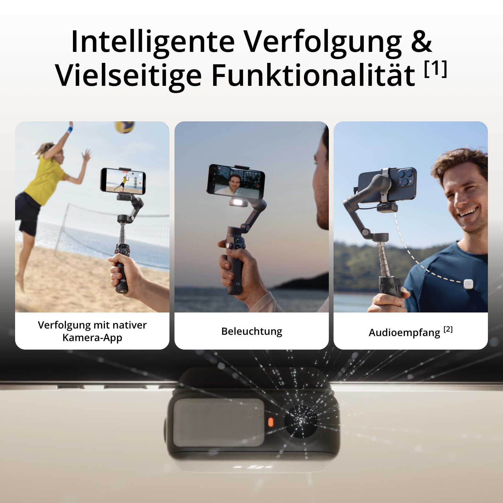 DJI Osmo Mobile 7P Gimbal-Stabilisator für iPhone, Android, Natives Tracking, Beleuchtung, 3-Achsen-Smartphone-Gimbal, schneller Start, EIN-klick-Bearbeitung, integrierter Verlängerungsstab & Stativ 2