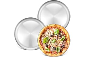 Deedro Stainless Steel Pizza Pan 13½ inch Round Pizza Tray Pizza Baking Sheet, Healthy Pizza Baking Pan Pizza Serving Tray Crisper Pan, Dishwasher Safe, 3 Pack