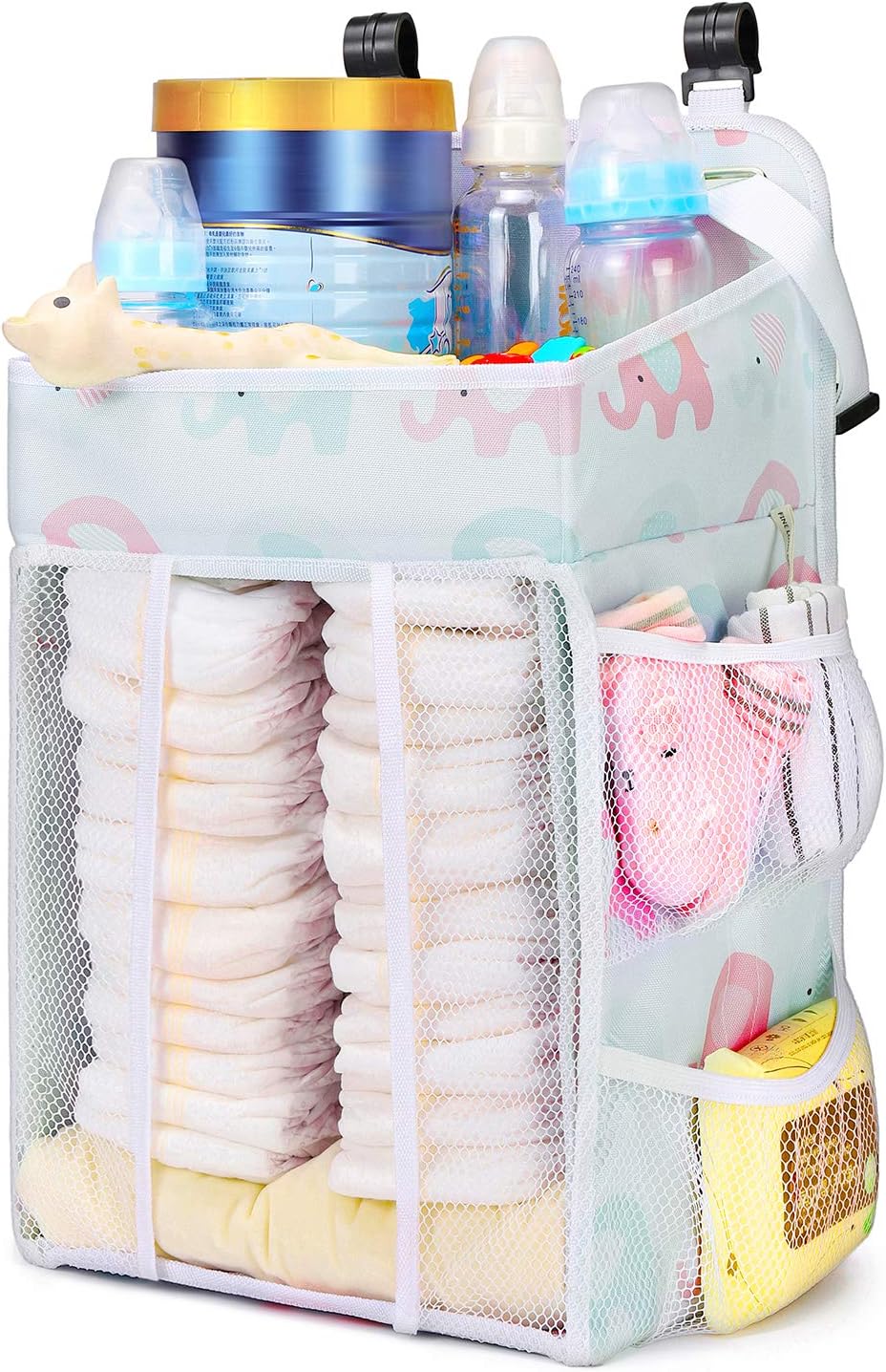 Magicfly Rangement Suspendu Organisateur Sac Pour Caddie A Couches Bebe Panier Empileur De Couches Mural Accrocher Au Berceau Table A Langer Siege Voiture Cadeau De Naissance Garcons Filles