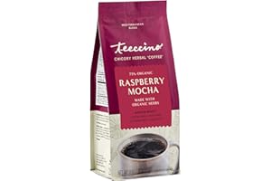 Teeccino Raspberry Mocha Chicory Coffee Alternative - Ground Herbal Coffee That’s Prebiotic, Caffeine Free & Acid Free, Dark Roast, 11 Ounce