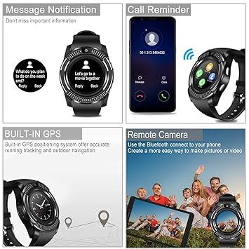 v8 bluetooth smart watch sports fitness tracker