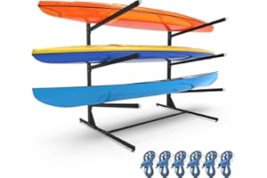 ZSLTLDU Kayak Storage Rack, Kayak Racks for Outdoor Storage, Heavy Duty Steel Adjustable Freestanding Kayak Stand for Kayak Paddleboard Surfboard for Indoor, Outdoor, Garage, Shed, Dock