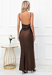 Capuffy Women Drape Neck Formal Maxi Dresses Lace