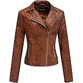 Bellivera Women's Faux Leather Casual Jacket 2025 Spring Trendy Motorcycle Outfits Lightweight Classic Coat