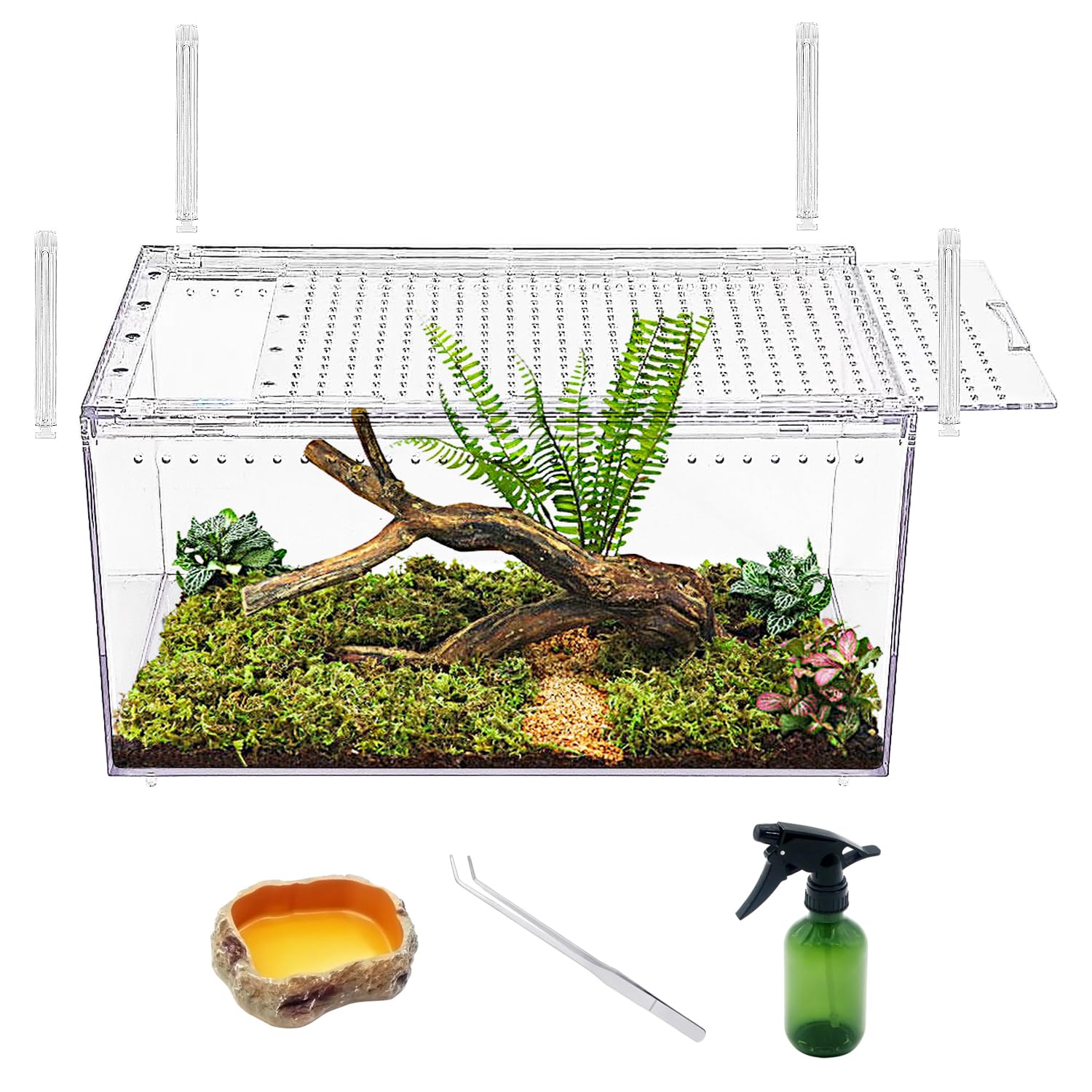 Photo 1 of ?No Assembly? Reptile Tank Enclosure with Magnetic Button.16" * 10" * 8" Thicken Snake Enclosure Cage,Batch Stackable Reptile Breeding Tank for Insect,Fish,Tarantula,Hermit Crab,Jumping Spider
