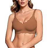 HORISUN Wireless Seamless Bras for Women No Underwire Wavy V Neck Soft Support Full Coverage Comfortable Bra