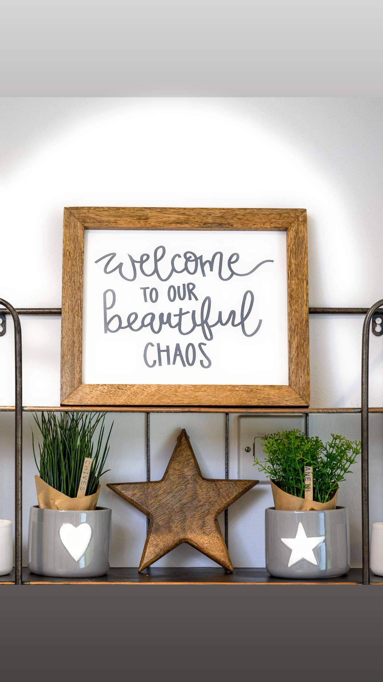 Retreat Home Welcome to our beautiful Chaos Sign with Mango wood Frame