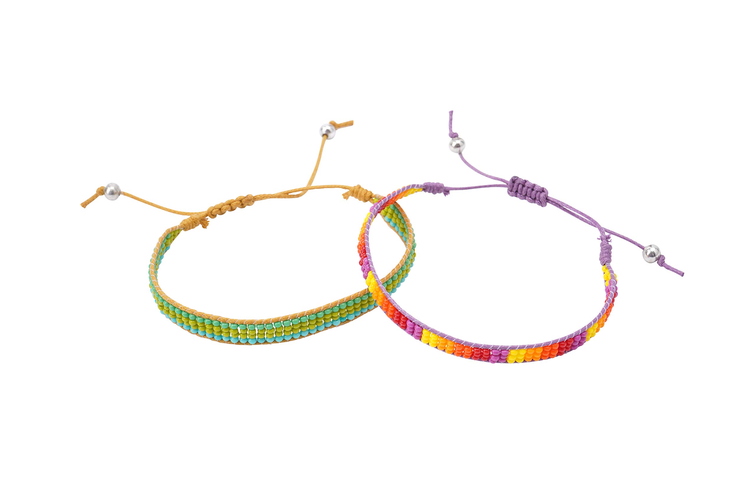CGB Giftware | Pack of 6 Multi Colour Stripe Beaded Girls Adjustable Bracelets | 6 Selected at Random | Colourful Forever Friendship Bracelets | Cupcakes & Cartwheels CC00052