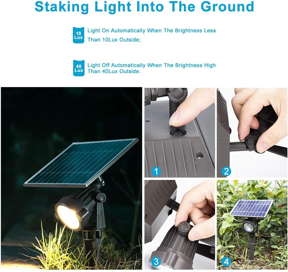 Lightdot Solar Lights Outdoor, Upgraded Waterproof Solar Powered Landscape Spotlights 2-in-1 Wall Light Decorative Lighting Auto On/Off for Pathway Garden Patio Yard Driveway Pool, 2 Pack: Home Improvement