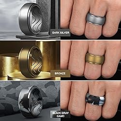 Egnaro Men's Silicone Rings 10mm Wide 2.5mm