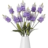 INSUNSIX Silk Snapdragon Artificial Flowers 5PCS Purple Hyacinth Fake Flowers 34" Long Stem Silk Delphinium Flower for Wedding Floral Arrangements Table Centerpiece Party Outdoor Home Decor(Purple)