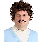 Men's Lovable Luchador Wig & Mustache Costume Kit - Funny Wrestler Halloween Costume Accessory Set for Adults