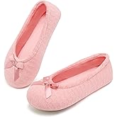 ANLUKE Women's Ballerina Slippers Fuzzy House Shoes Memory Foam with Non-Slip Sole
