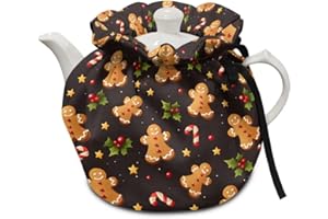Yewattles Christmas Breakfast Pot Cover Insulation Keep Warm Reusable Tea Pot Cozies Cute Gingersnap Teapot Protector for Home Kitchen Table Tea Party Decorative Accessories