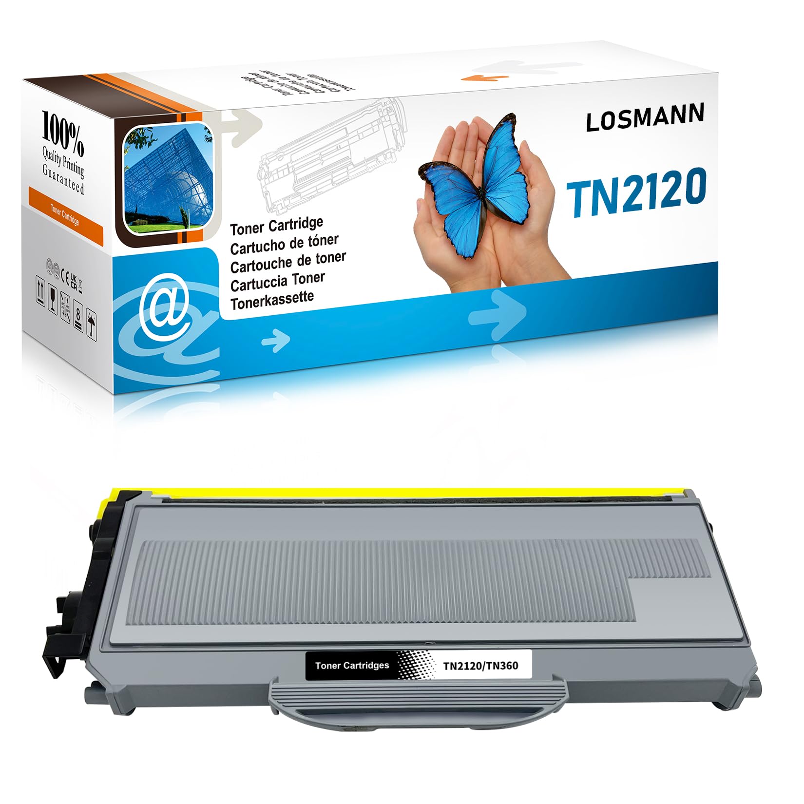LOSMANN 1 x Toner Compatible as a replacement for Brother TN-2120, TN2120 for Brother DCP-7030, DCP-7040, DCP-7045N, HL-2140, HL-2150N, HL-2170, HL-2170W, MFC-7320, MFC-7340, MFC-7440N, MFC-7840N, MFC
