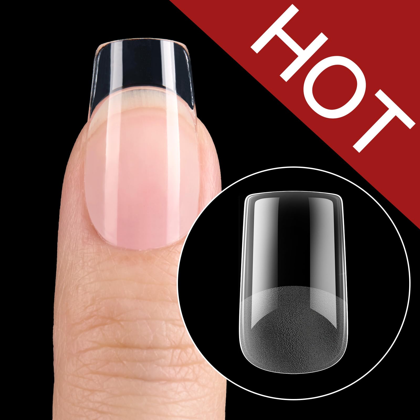 Beetles Short Square Gel Nail Tips 12 Sizes 288 PCS Half Matte Full Cover False Nails Clear Acrylic Nails Glue on Nails for Girls Women DIY Nail Extension - Image 8