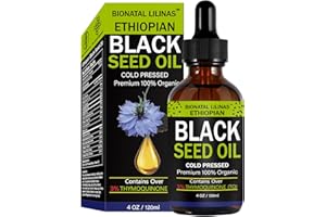 BIONATAL LILINAS Ethiopian Black Seed Oil,Black Seed Oil Organic Cold Pressed - 3 Times TQ,Cold Pressed Black Seed Oil, Liquid Pure Blackseed Oil, Glass Bottle, 4 Fl Oz