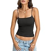 EasyGala Womens Double Lined Crop Tank Top Adjustable Spaghetti Strap Camisole Fitted Summer Shirts Y2k Going Out Tops