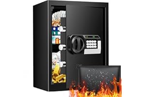 TISKGG 2.0 Cu ft Home Safe Fireproof Waterproof, Anti-Theft Fireproof Safe with Fireproof Document Bag, Combination Lock and Removable Shelf, Fire Safe Box for Home Important Documents Valuables
