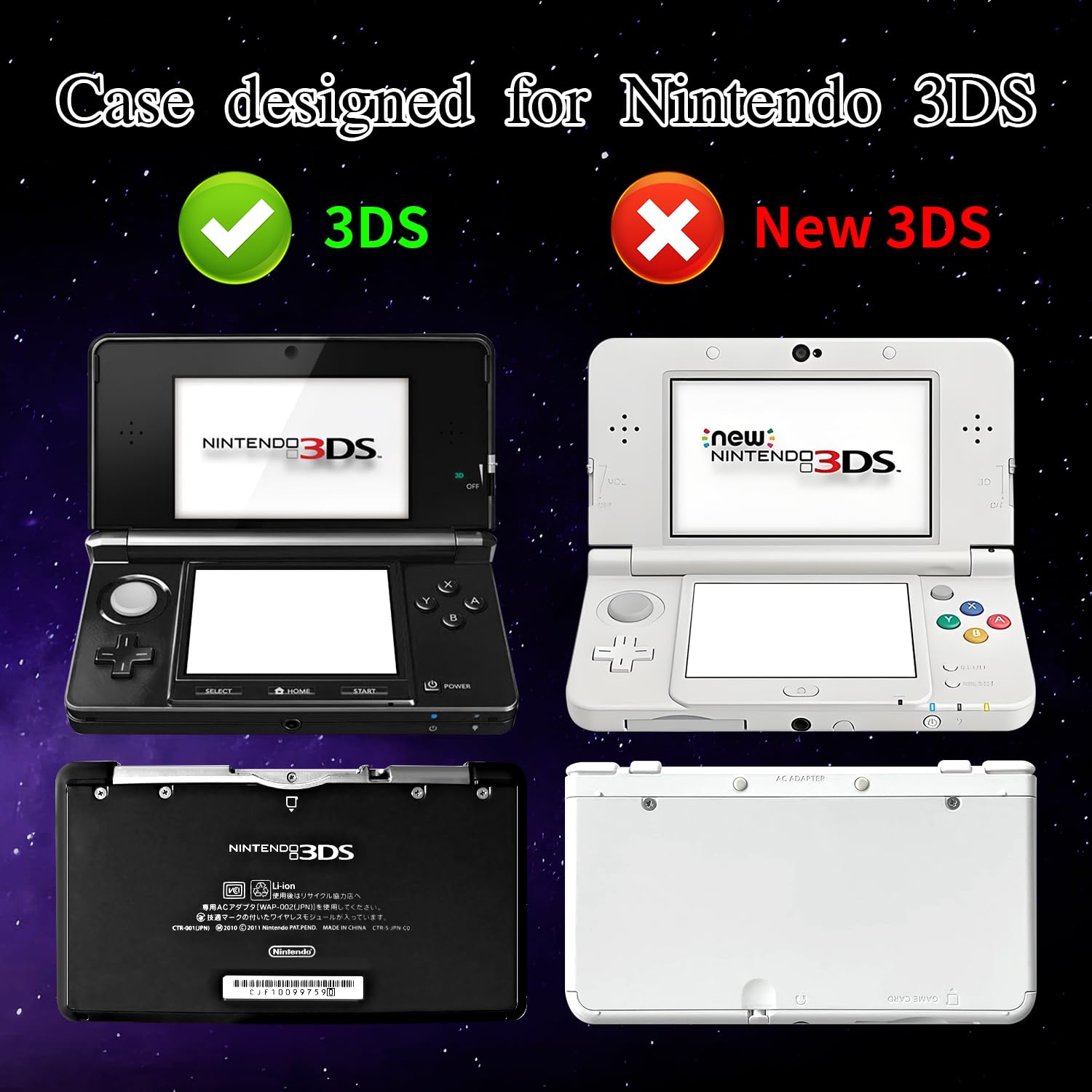 OSTENT Hard Crystal Case Clear Skin Cover Shell for Nintendo 3DS