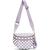 hibear Checkered Crossbody Bag Spacious Bum Bags for Women Nylon Crossbody Fanny Packs Checkered Purse Belt Wallet