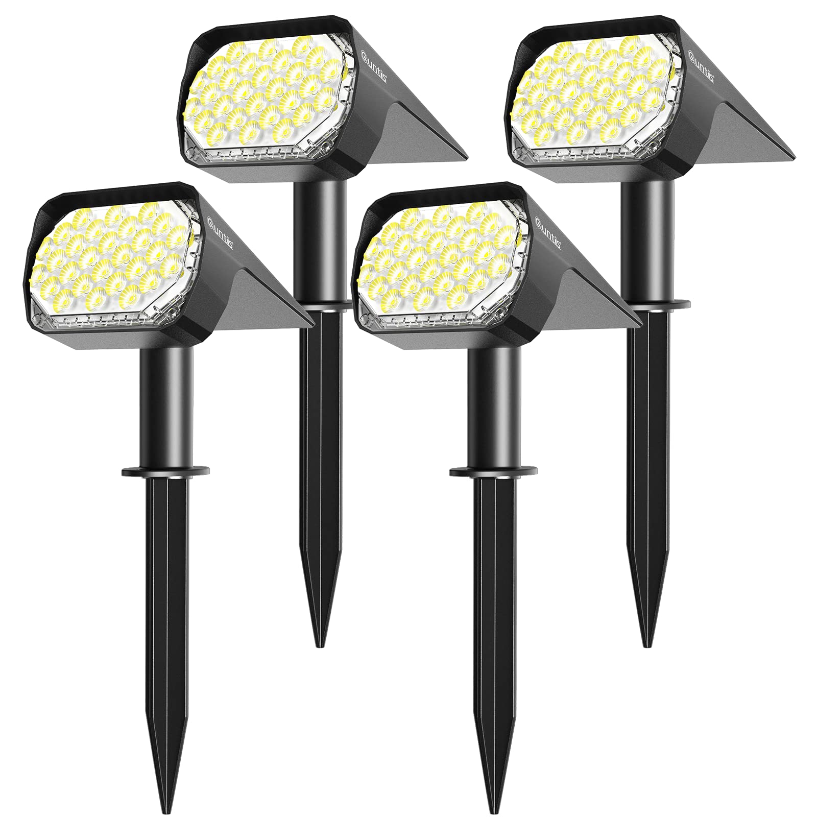 Quntis Solar Spot Lights Outdoor Garden, IP65 Waterproof Landscape Spotlights 2-in-1 Adjustable Solar Garden Wall Lights Cool White for Yard Pathway Pool Porch Walkway Lawn Decoration-4 Pack