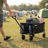 MoverX 70L Festival Trolley on Wheels Folding Wagon Portable Camping Cart Black view 3