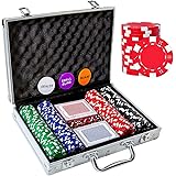 Tocebe Poker Chips Set, 200PCS/300PCS Poker Chips with Aluminum Case, 11.5 Gram Poker Set for Texas Holdem Blackjack Gambling