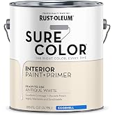 Rust-Oleum 380221 Antique White Sure Color Interior Paint + Primer, Eggshell, 1 Gal