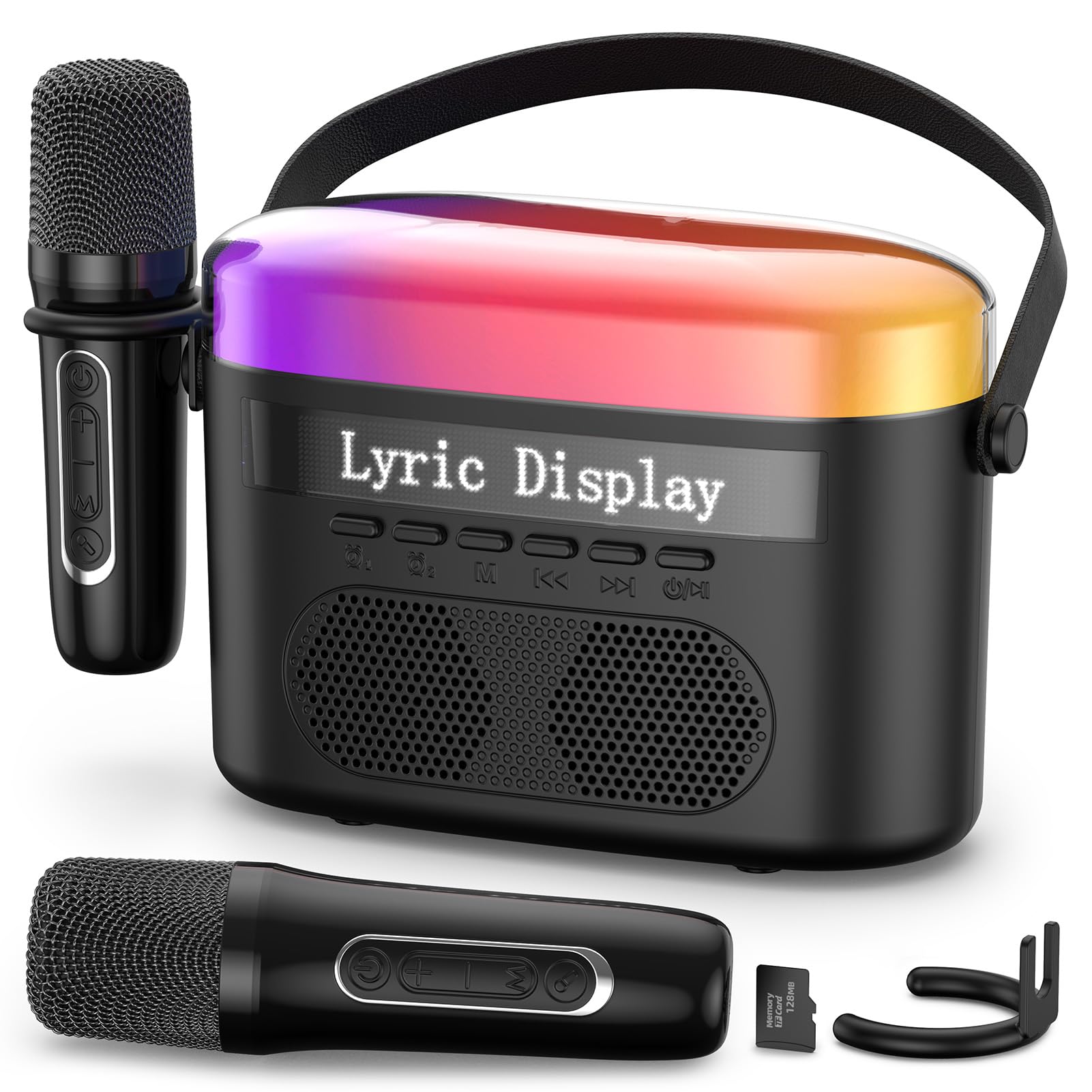 Photo 1 of Karaoke Machine for Kids & Adults with Lyrics Display Screen Portable Bluetooth 5.3 Karaoke Speaker with High Power Dual Speakers with Timer White Noise & Night Light Home & Outdoor Party (Black)