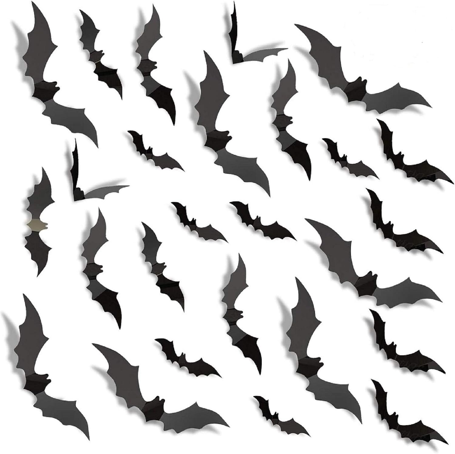 160PCS Halloween 3D Bats Sticker,Waterproof PVC Scary Black Removable Bats DIY for Door Wall Decor Home Office Window Indoor Party Supplies