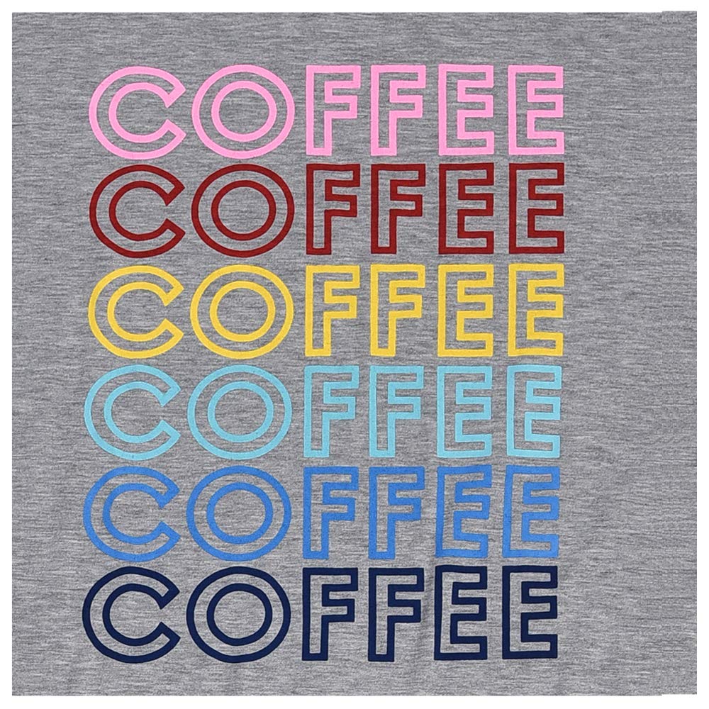 Ido4U Women\'s Graphic Tees Summer Cute Round Neck Short Sleeve Casual Color Letter Printed T-Shirts(Coffee-Grey,2XL)