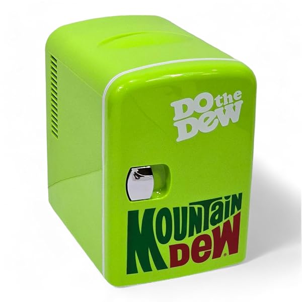 CURTIS MOUNTAIN DEW MIS134MD, MINI PORTABLE COMPACT PERSONAL FRIDGE COOLER, 4 LITER CAPACITY CHILLS SIX 12 OZ CANS, 100% FREON-FREE & ECO FRIENDLY, LIME