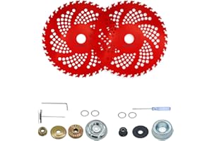 2 Pack 9" x 36 Teeth Carbide Tipped Brush Cutter Blades Weed Eater Blades with Universal Adapter Kit, for Brush Cutter, Trimm