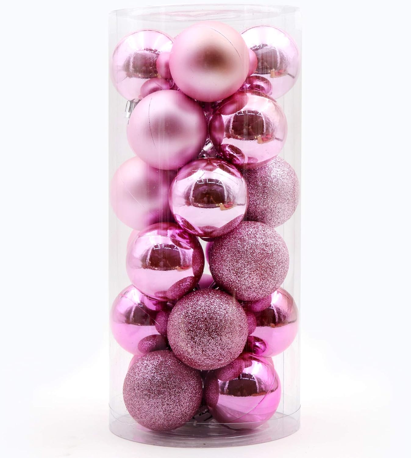 Acronde 24PCS 1.57" Christmas Ball Ornaments Xmas Tree Balls Shatterproof Christmas Decoration Perfect Hanging Ball for The Home Holiday Christmas Party Decoration (Pink)