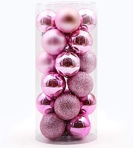 Acronde 24PCS 1.57" Christmas Ball Ornaments Xmas Tree Balls Shatterproof Christmas Decoration Perfect Hanging Ball for The Home Holiday Christmas Party Decoration (Pink)