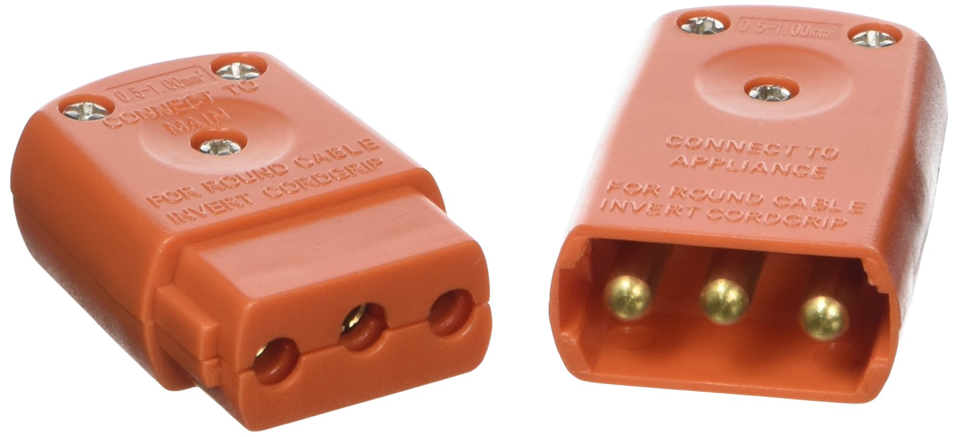 Merriway BH05901 Flex Connector 10 Amp 3 Pin - Orange