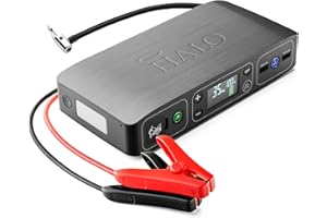 HALO Bolt Air 58830 Portable Car Battery Jump Starter | 100 PSI Air Compressor, 58.8Wh USB Power Bank, Emergency Floodlight & Charger, Jumps Cars SUVs & Trucks, Inflates Tires, TSA Approved — Gray