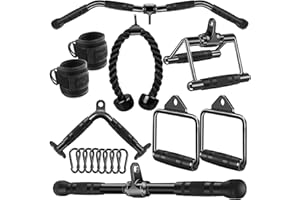 WNOEY Cable Attachments for Gym, Cable Machine Attachment Set, LAT Pulldown Attachments, Cable Machine Accessories, Tricep Pull Down Attachment, Home Gym Accessories