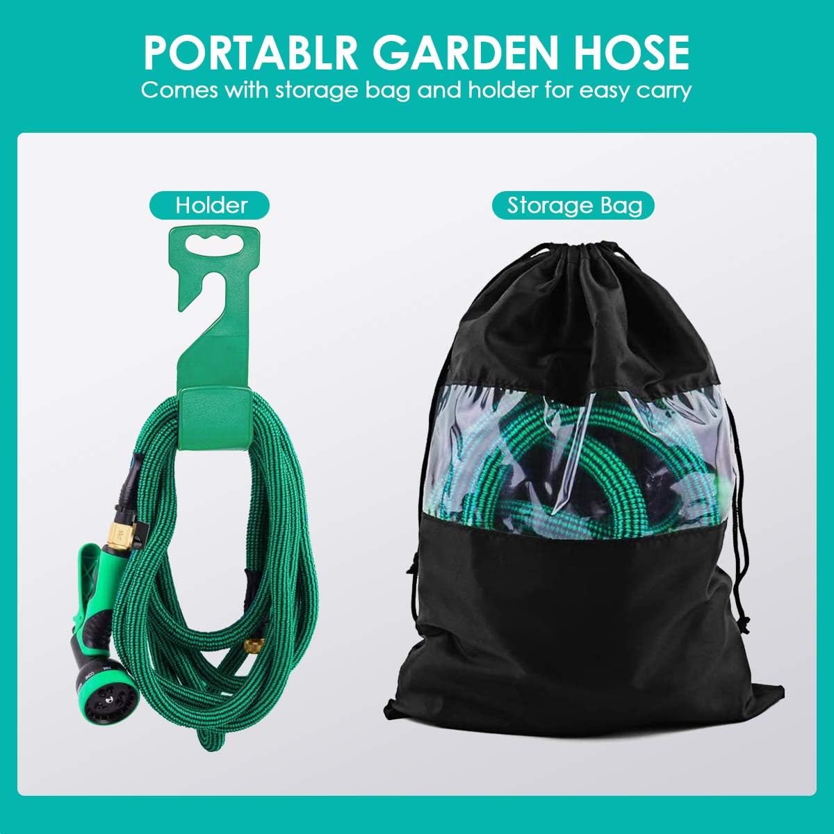 JSK Expandable Garden Hose 75FT - Flexible Water Hose with Superior Strength 3750D Fabric 3-Layers Latex Core 9-Function Spray Nozzle 3/4 Inch Brass Connectors No Kink Garden Hose Expandable : Garden & Outdoor